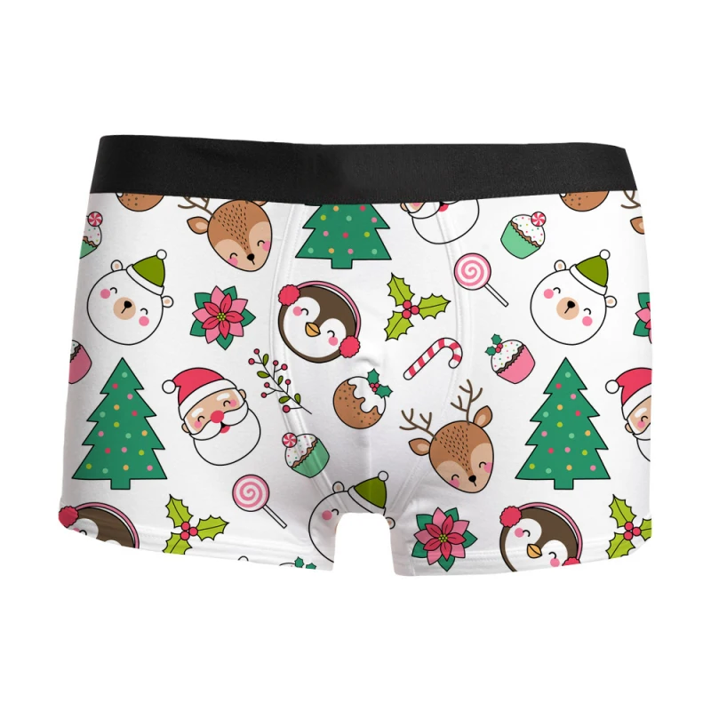 2024 new Christmas fashion intimo da uomo stampa 3D comfort traspirante con boxer a vita media