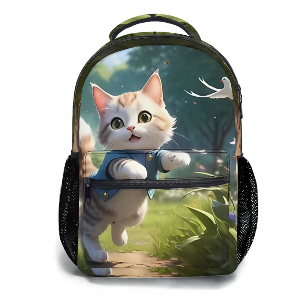 A cute cat in the garden New Female Fashion High Waterproof College Backpack Laptop Travel Book Bag 17inch