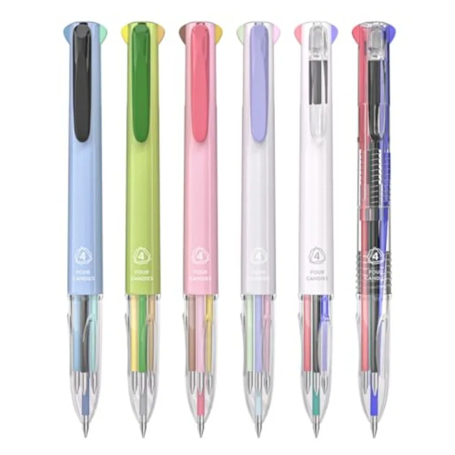 

Mult Pens 4in1 Colored Ballpoint Pen 0.5mm Quick Dry Black Ink Pens Fine Point Smooth Writing Pens Cute Nue Pens for Work 18 Co