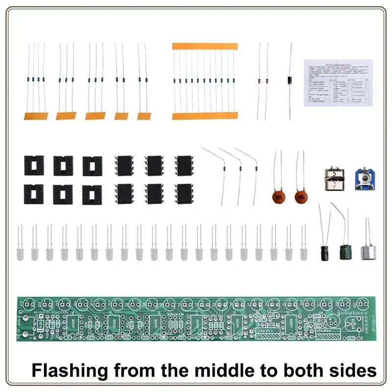 Lampu Kontrol Suara USB Dapat Diandalkan Indikator Tingkat Volume LED Papan Sirkuit Audio Musik Kit DIY Indikator Tingkat Volume LED B,USB Vo