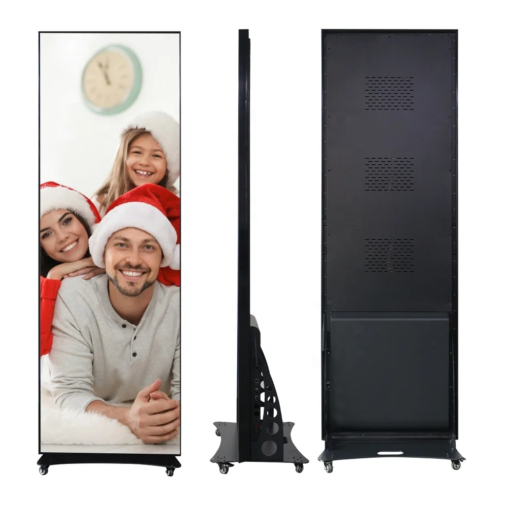 Colorful Energy Full Color Super Light Thin Portable Indoor P2.5 640x1920mm LED Display Floor Standing Poster Screen with Wheels