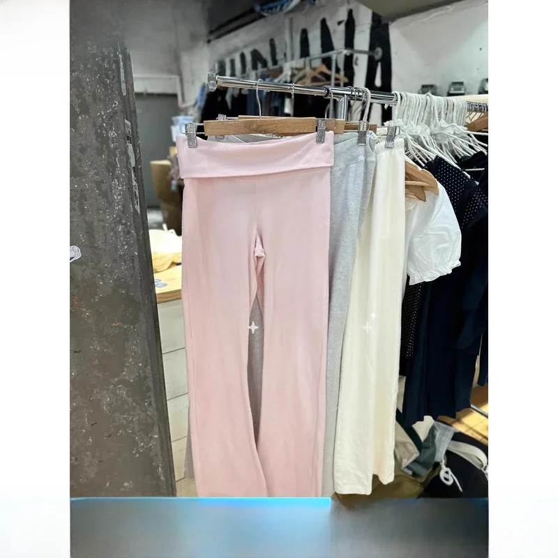 Pantalones de Yoga BM de Color Rosa Americano Retro, Pantalones de Campana Ajustados para Mujer, Pantalones Casuales de Algodón, Estilo Nuevo
