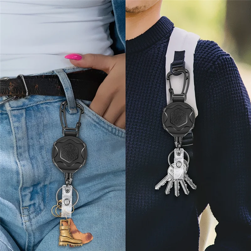 Portachiavi completamente retrattile Bobina per badge resistente Clip per badge identificativo retrattile con fibbia per alpinismo aggiornata