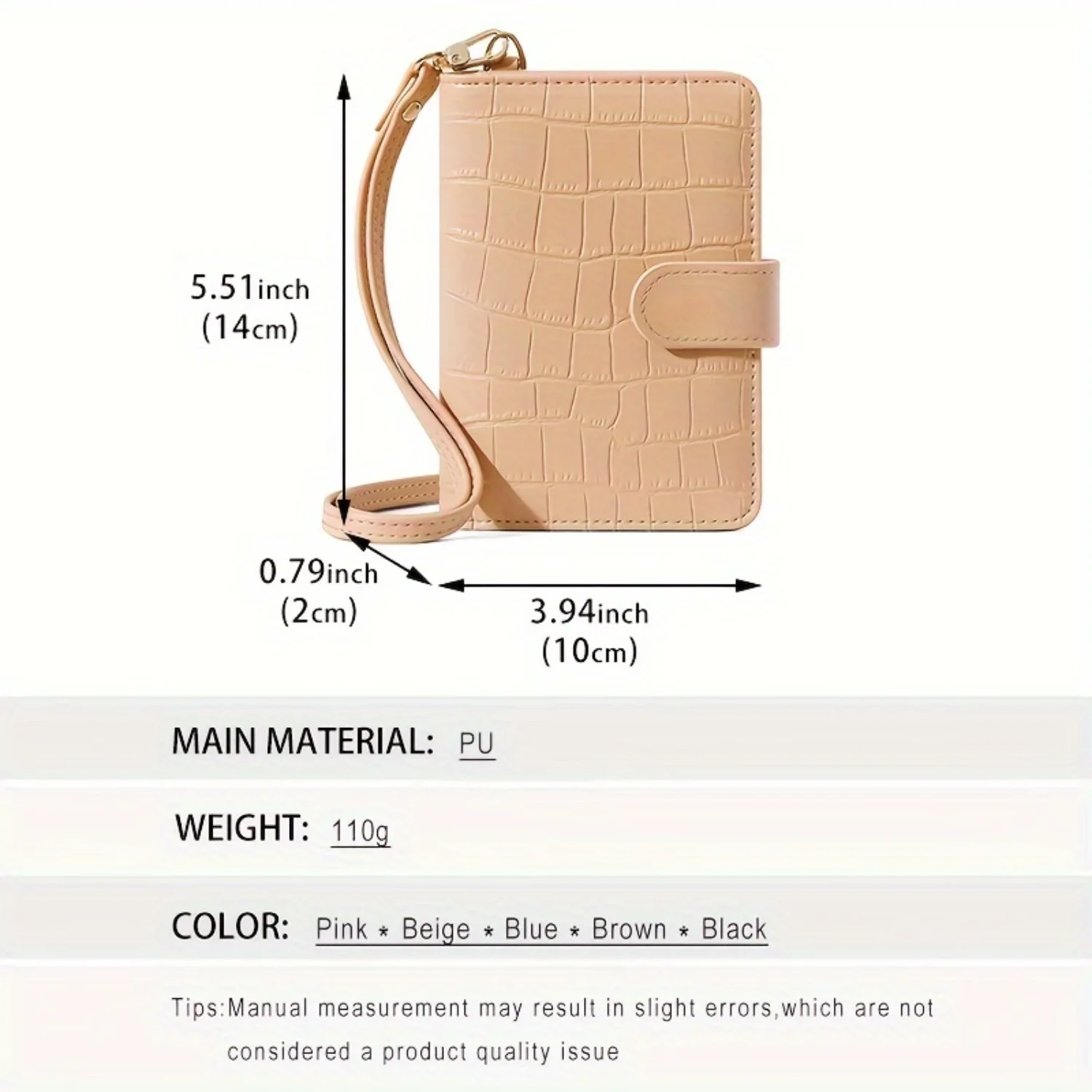 Korean Style Women's Mini PU Passport Holder & Travel Wallet with Detachable Neck Strap, Card Slots, and Coin Pouch