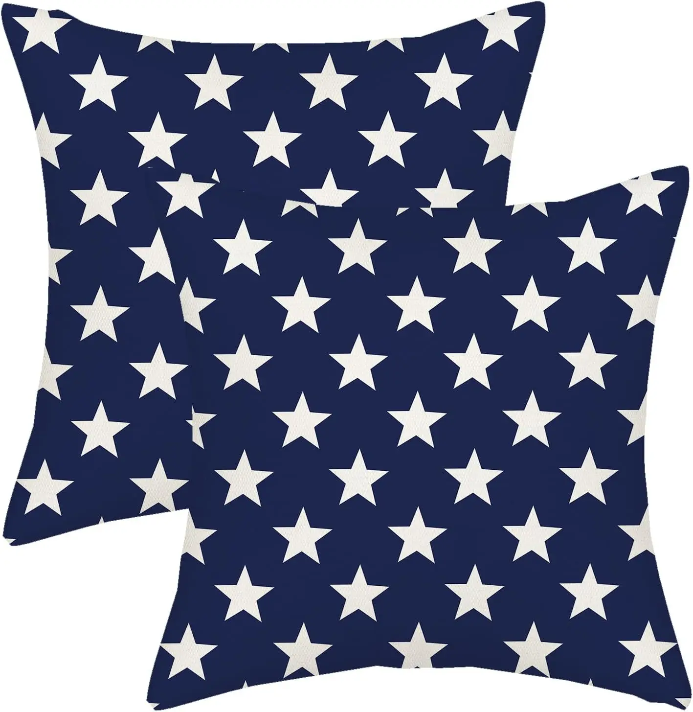 

4Th Of July Pillow Covers 24X24 Blue And Cream Patriotic Stars Outdoor Decor Throw Pillows For Couch Independence Day Memorial