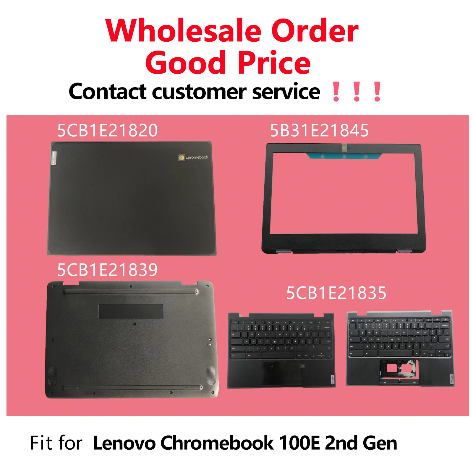 Laptop LCD Front Bezel/back cover/palmrest/bottom for Lenovo Chromebook 100E 2th MTK2 82Q3 5B31E21845/5CB1E21820/5CB1E21839