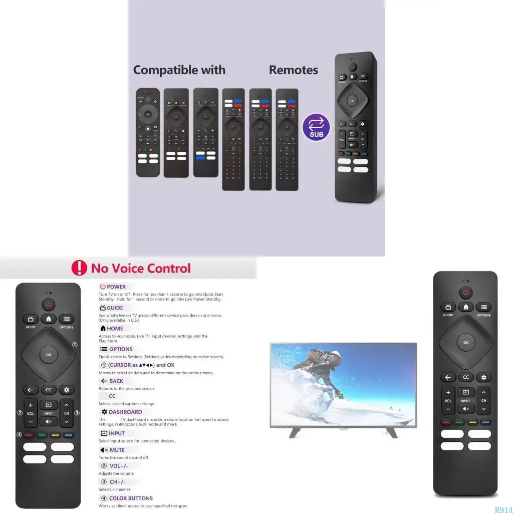 R91A 43PUL7652 Controllo telecomando per F7 75PFL5604/F7 75PFL5604/F7A 75PFL5604/F7E 75PFL5704/F7A LCD Sostituzione televisiva