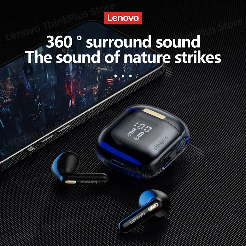 Auricolari Lenovo LP6 Pro Bluetooth 5.3 cuffie sportive TWS auricolari Wireless cuffie con microfono Dual HD Display a LED auricolari da gioco