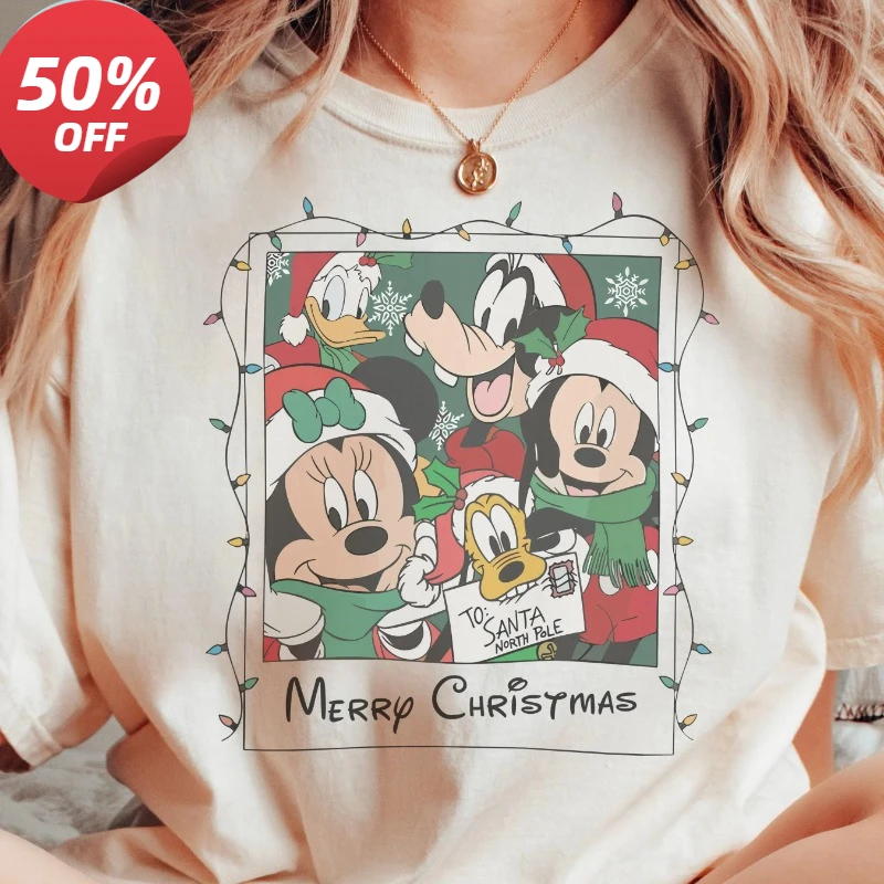 قميص Potdemiel المريح بألوان عيد الميلاد ميكي، قميص عيد الميلاد ديزني، تي شيرت Tis The Season To Be Jolly، قميص ميكي عيد الميلاد