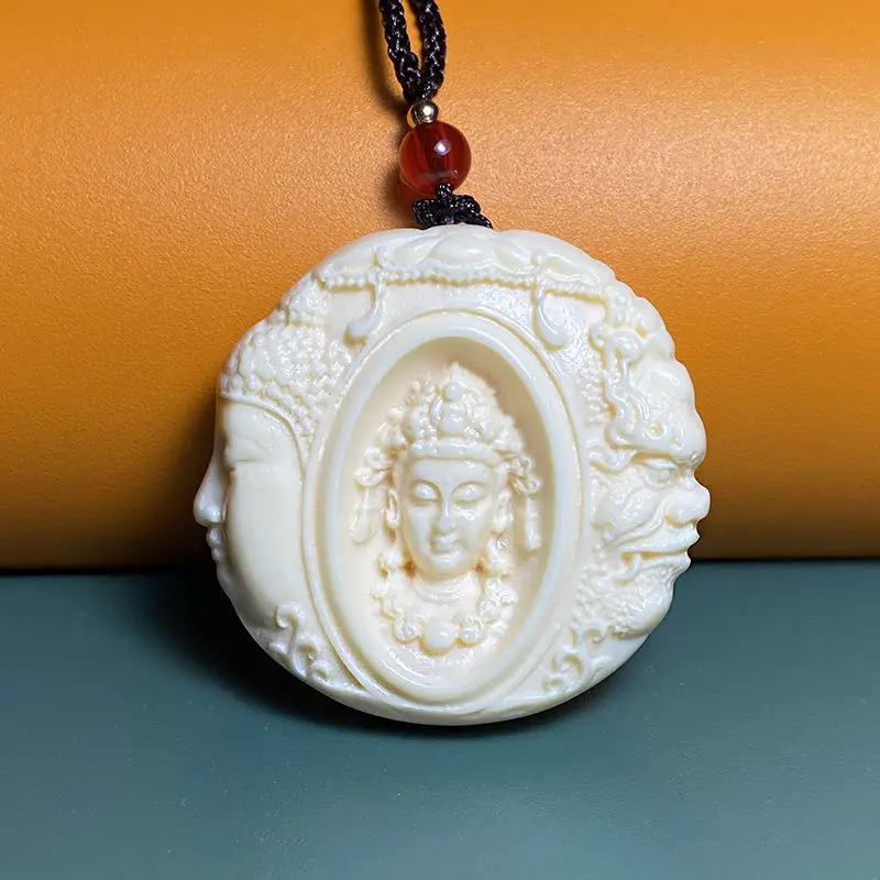 Ivory Fruit Buddha Between One Thought Guanyin Pendant Men's and Women's National Style Niche Long
