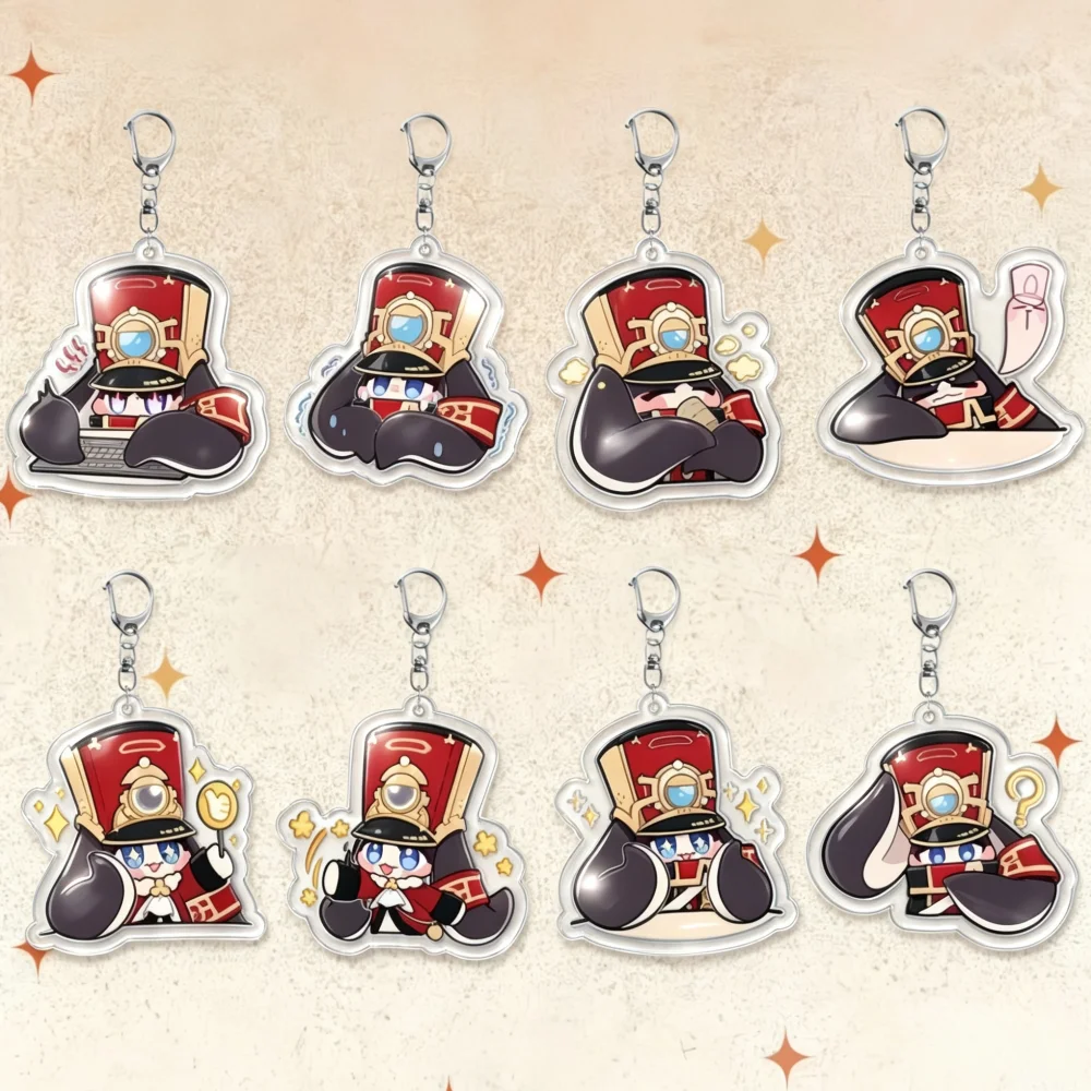 Q Version Cartoon Character Acrylic Keychain, Cute Chibi Figure Bag Charm, Anime Fans Key Ring Gift