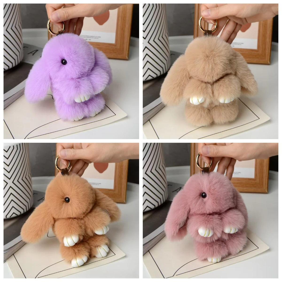 Llavero Decorativo para Bolsa, Varios Juguetes de Llavero, NUEVO 2026, Peluche de Conejo de Imitación de Angora, Colgante de Conejo, Conejo Muerto