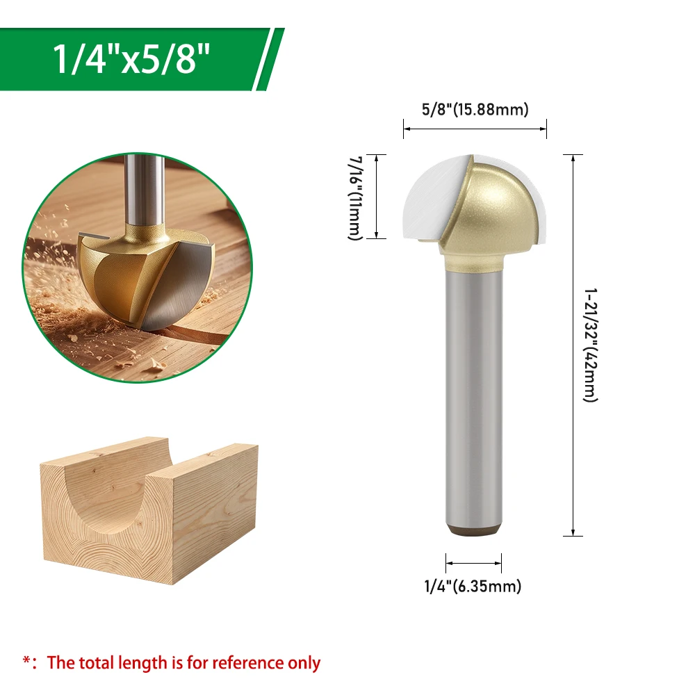 LAVIE 1 Stück Holzbearbeitungs-Fräser 1/4 Zoll Schaft 15,88mm-25,4mm Rundfräser, Hartmetall-Kantenfräser H0704216GD – Detail 8