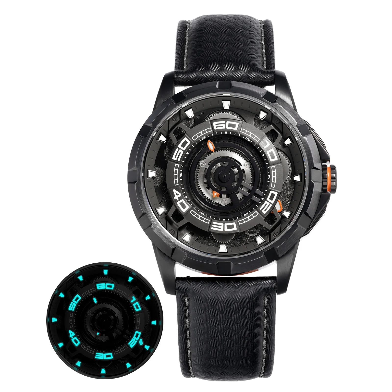 匿名配送　メンズ BERNY スケルトン オートマチックウォッチ BERNY Automatic Men's Skeleton Watch 42mm 5ATM Sapphire