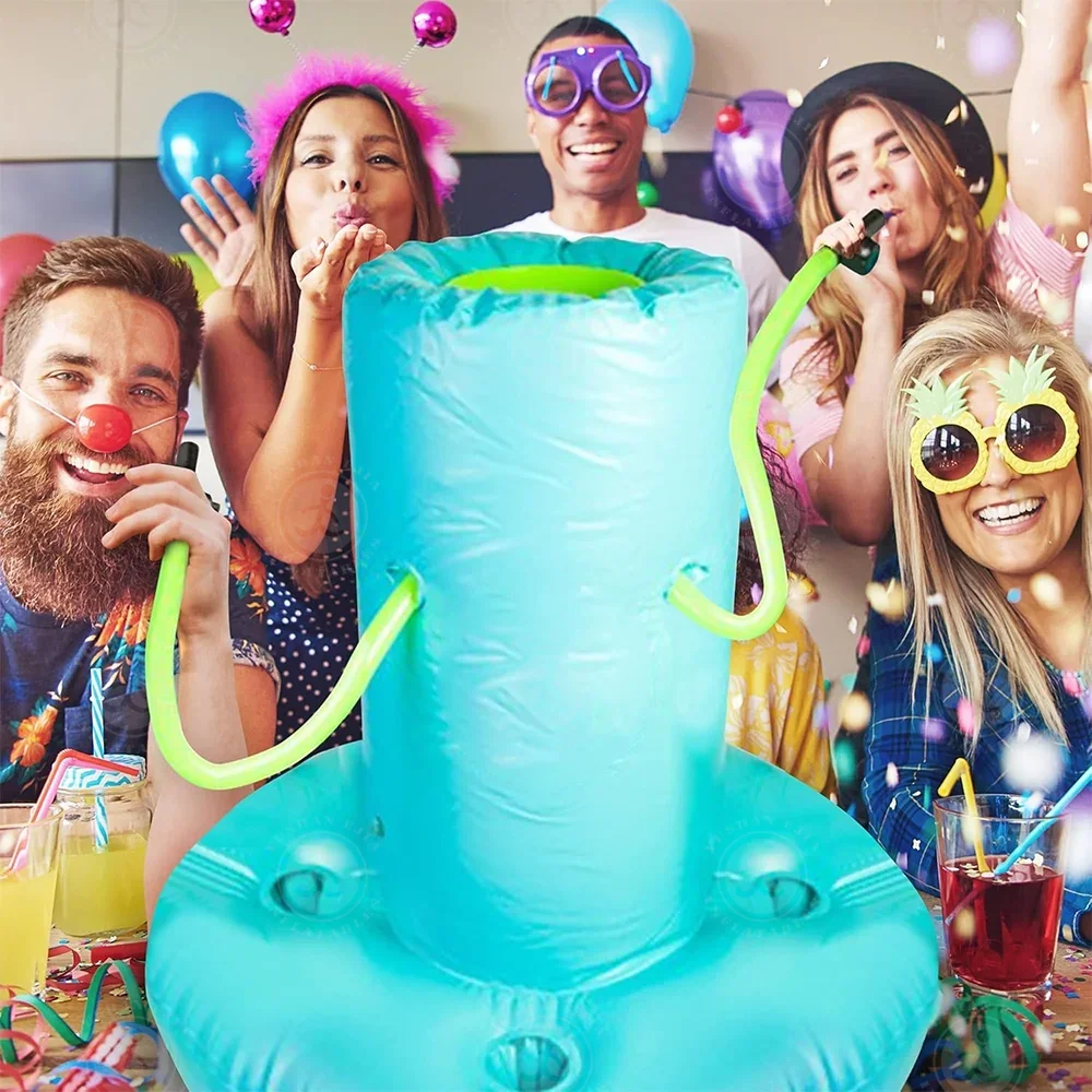 Pool Inflatable 4-Tube Beer Funnel Inflatable Party Accessory Beer Tube Ice Drink Boat for Beach Party