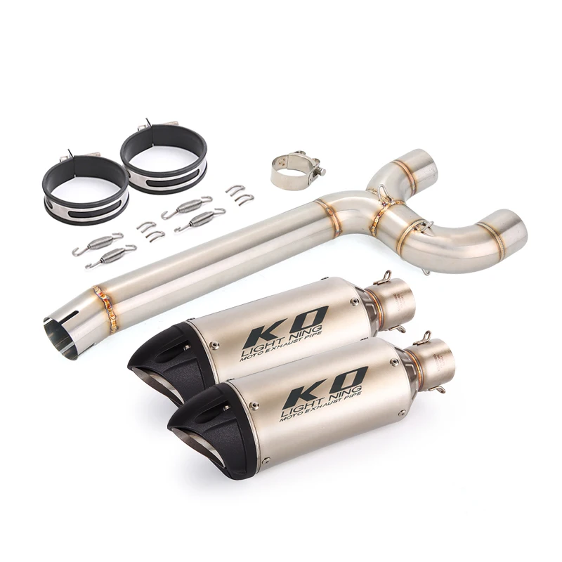 Slip On For Yamaha FZ6 FZ6N FZ6S 2004-2011 Motorcycle Exhaust Mid Link Pipe LR Muffler Stainless Steel 320mm Escape DB Killer view 2