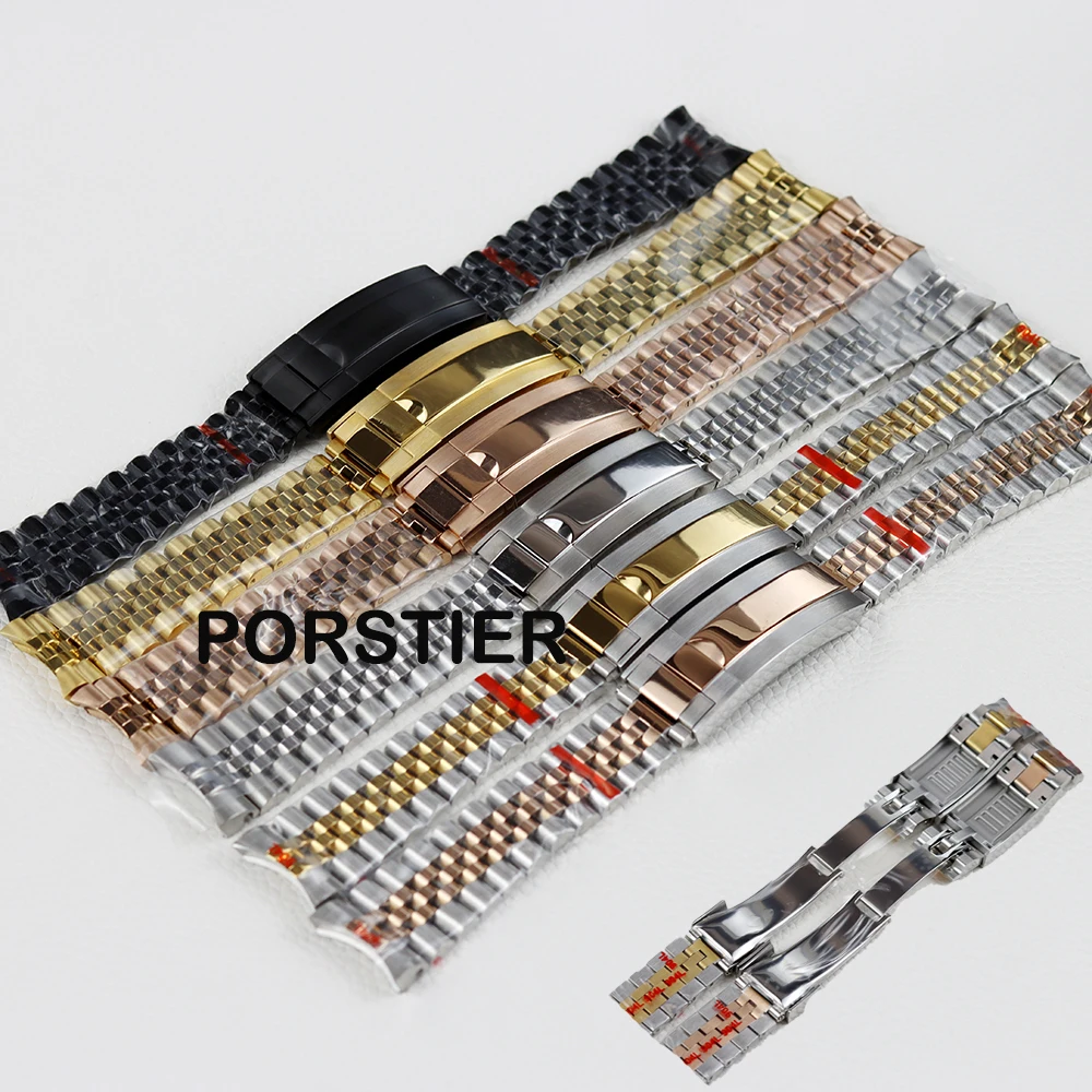 

20mm Watch Strap Jubilee Watchband Parts Glide Lock Clasp Soild Stainless Steel Bracelet For SUB GMT Datejust Nh35 Watch Case