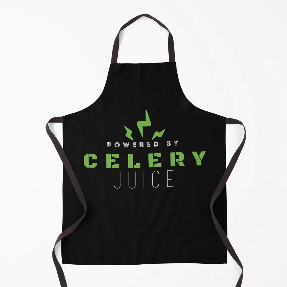 Powered By Celery Juice Apron japanese woman Bib For Kitchen Apron