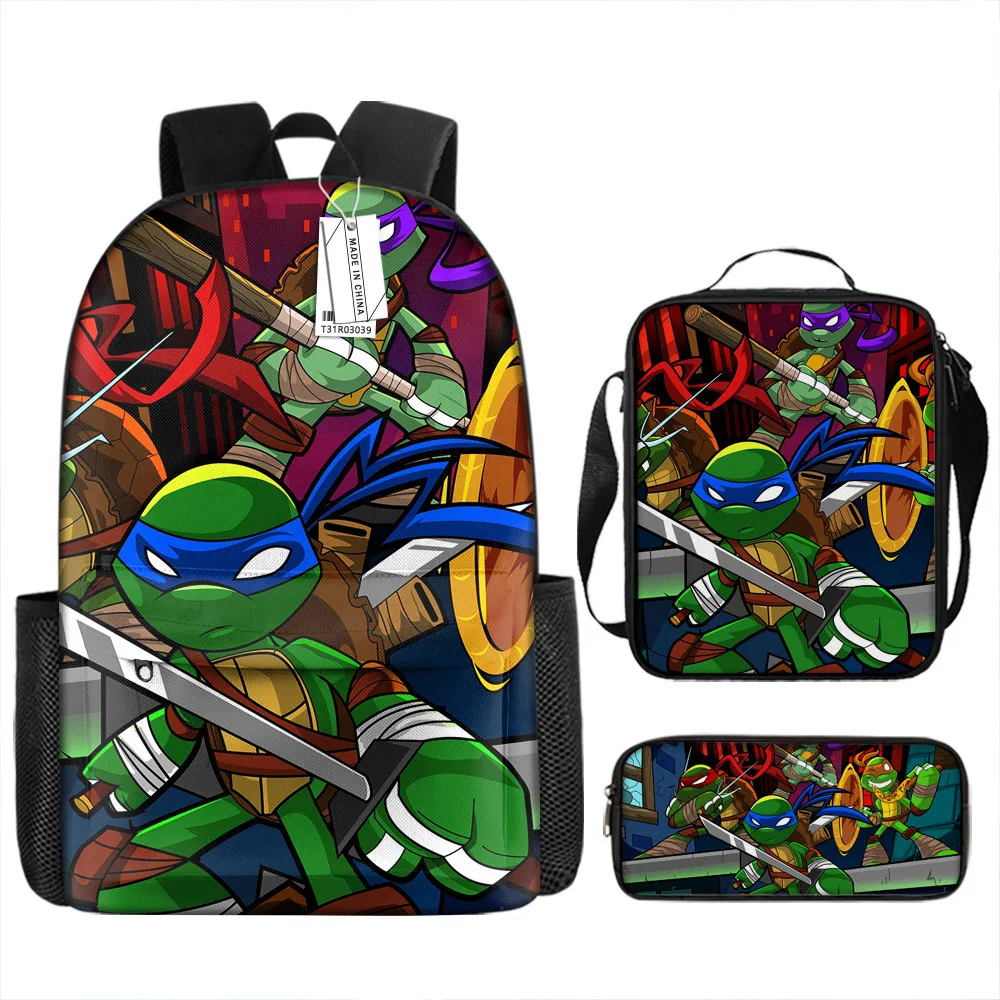 Teenage Mutant Ninja Turtles Backpack Lunch Bag Pencil Case Set Kid School Travel Anime Schoolbag Food Bento Pouch Children Gift