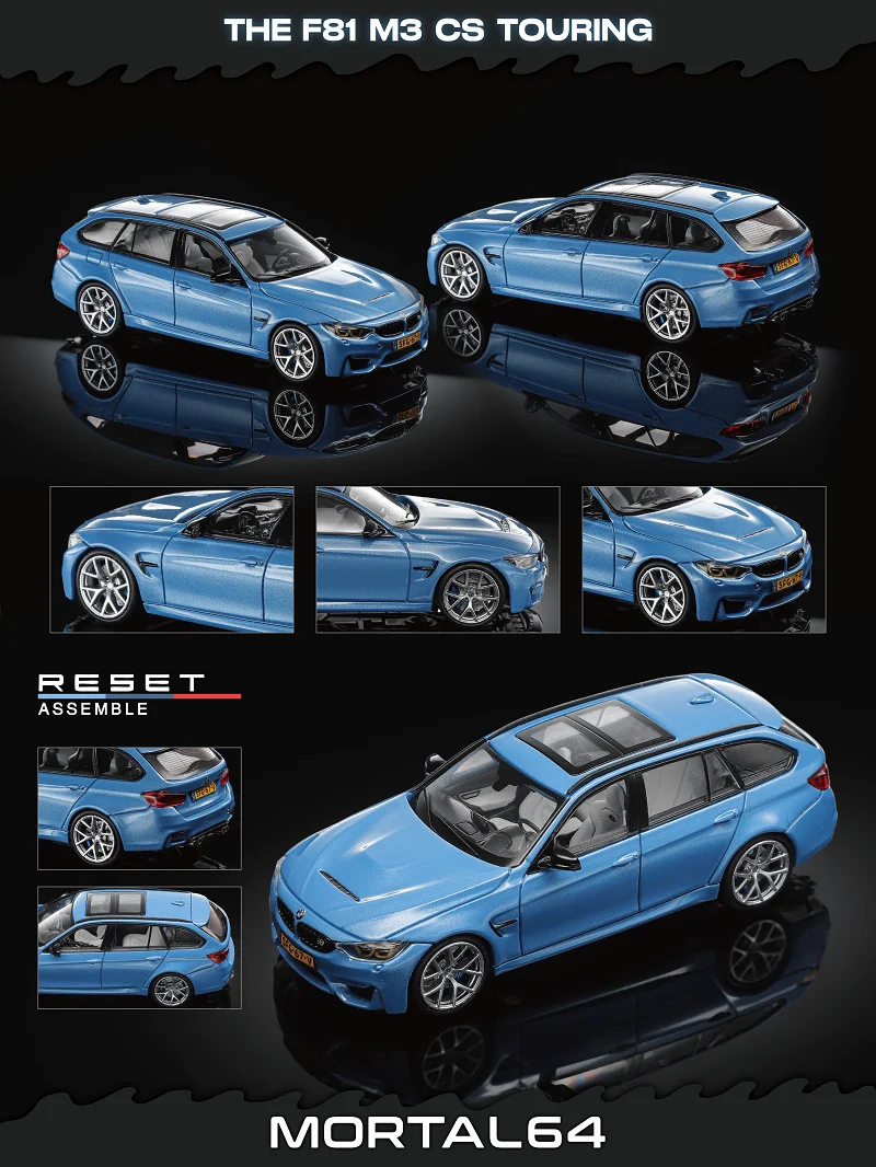 予約注文-mortal-1-64-m3-f81-ホワイト-ブルー-ダイキャストモデルカー