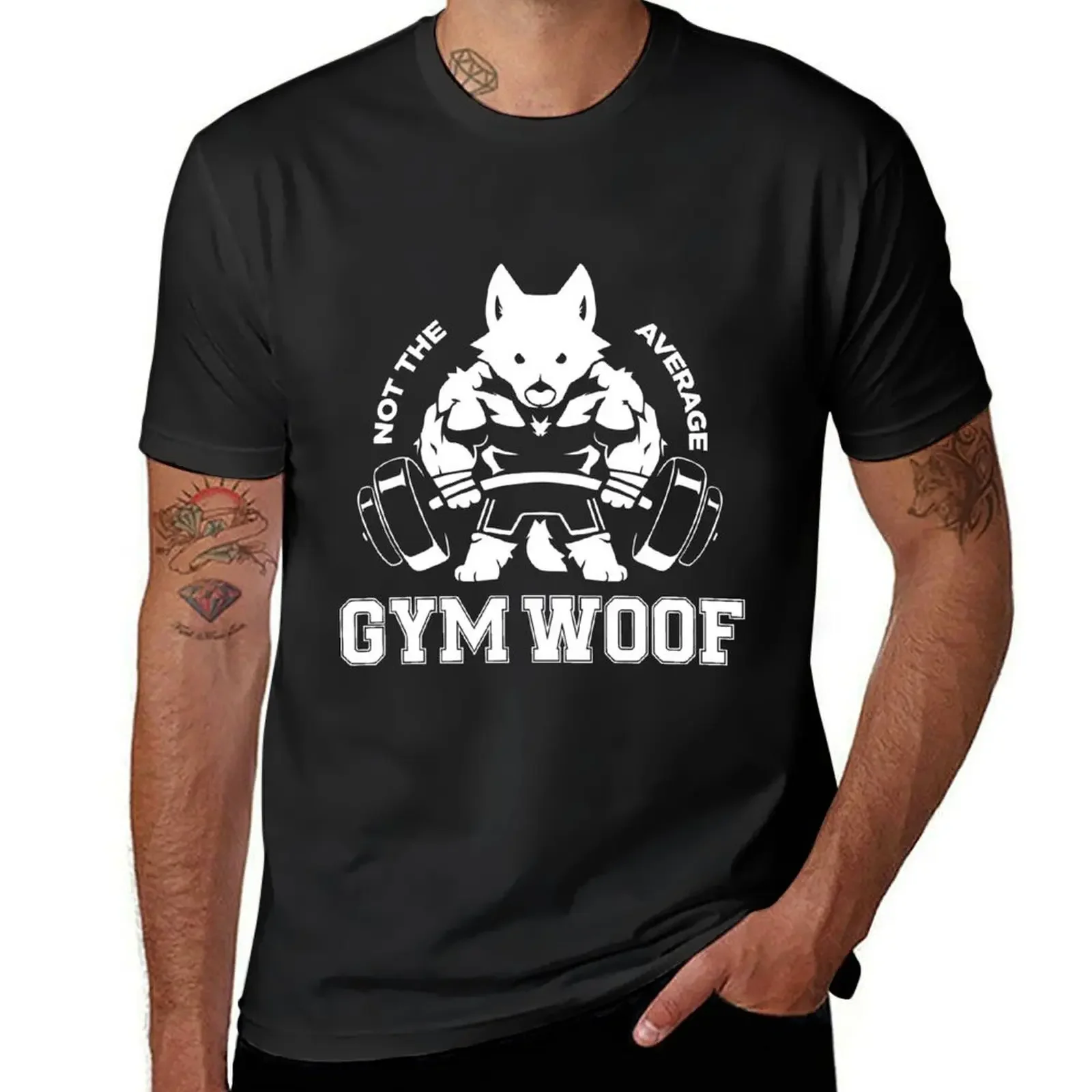 

Not the average GYM WOOF T-Shirt plus size clothes plain mens white t shirts