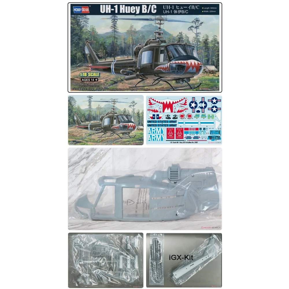 

Hobbyboss 81807 1:18 Scale UH1 UH-1 Huey B/C Helicopter Plane Toy Hobby Assembly Plastic Model Building Kit