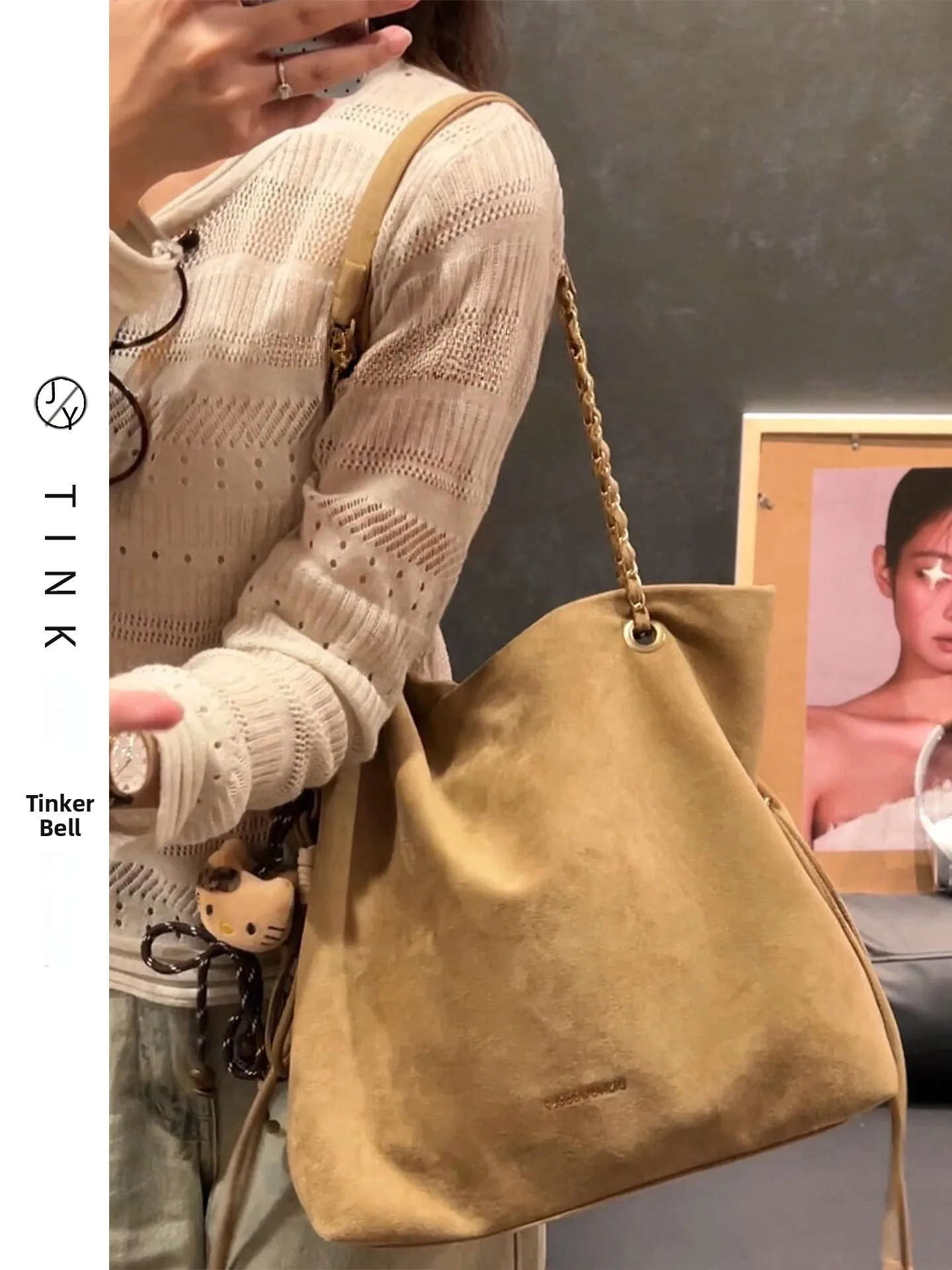 

Американская ретро-сумка-тоут из замши для женщин, большая вместительная сумка на одно плечо, повседневная, простая, стильная, осенне-зимняя новинка