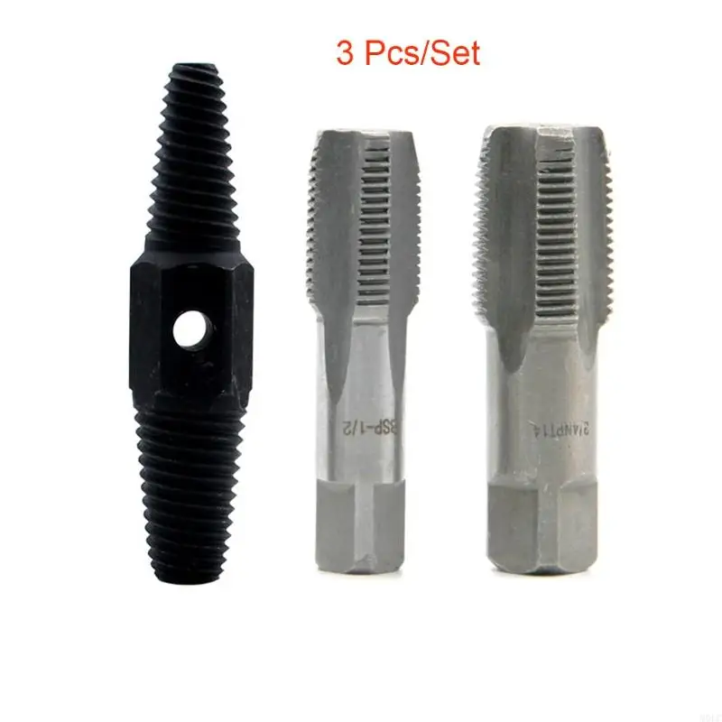 

MOLC 3pcs Inch 3/4 Inch Wire Screw Extractor Broken Water Pipe Thread Repair Tap Set Remover Tools