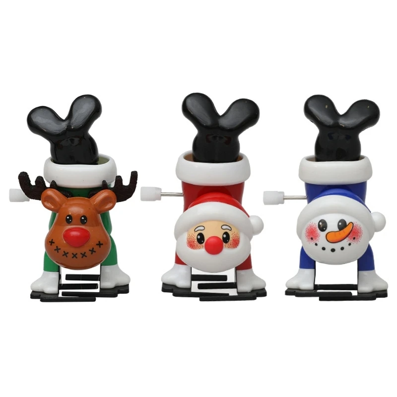 

3PCS Wind Up Christmas Toy Cartoon Clockwork Santa Classroom Prizes Party Favor Christmas Santa Toy Goodie Bag Filler