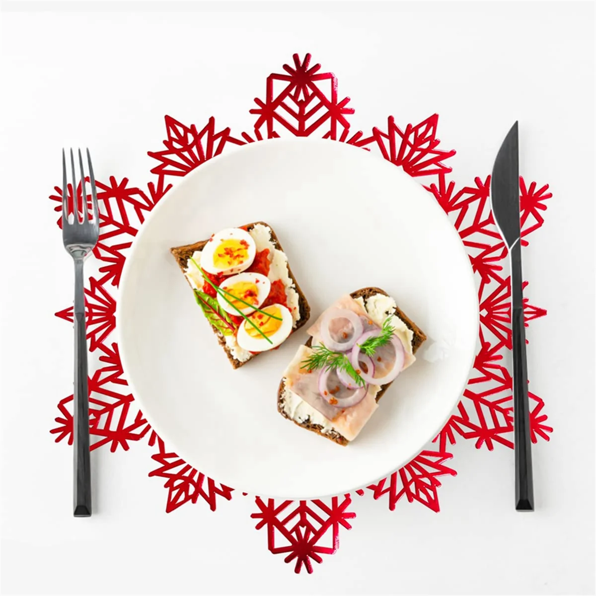 Snowflake Placemats Decorations Red Snowflake Tablemats Kitchen Table Mats for Christmas Holiday Wedding Decorative A