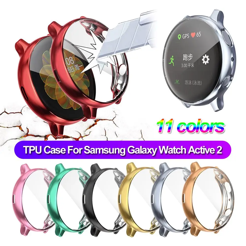 Slim 40mm 44mm Full Cover Screen Protector Electroplate For Samsung Galaxy Watch Active 2 TPU Watch Case