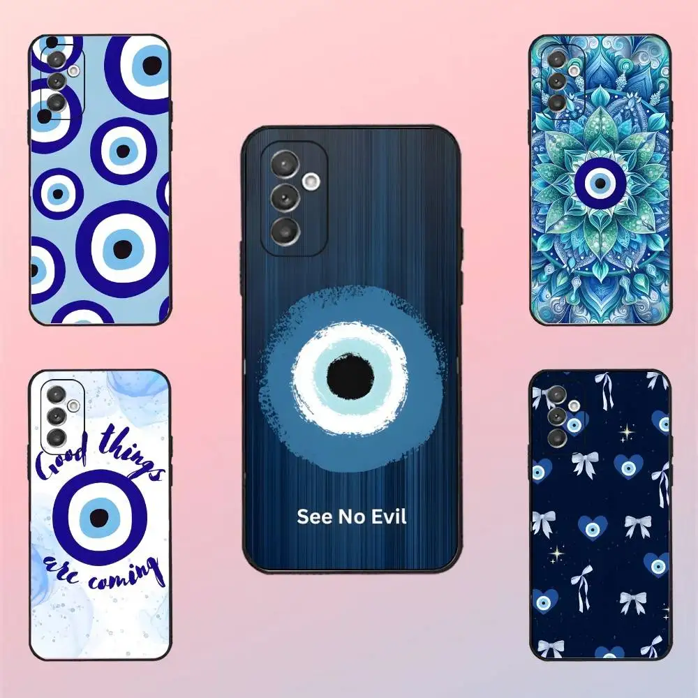 

Lucky Blue Evil Eye Phone Case For Samsung S 25,24,23,22,30,21,10,9,Ultra,Plus,Lite,FE,4,5 G Black Soft Case