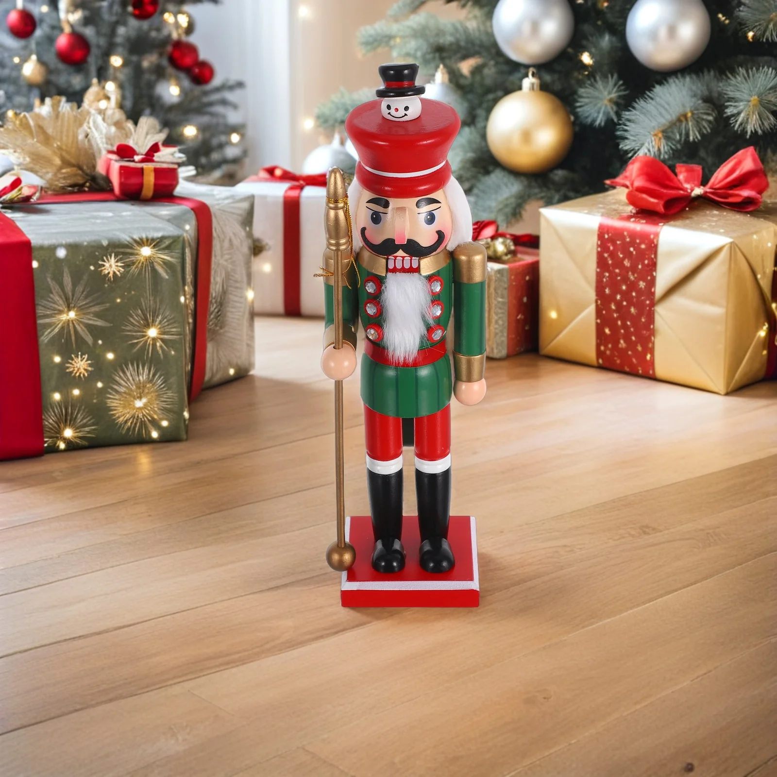 

Sturdy Wooden Nutcracker Soldier Puppet Holiday Christmas Decor Secure Base for Shelf Mantel Desktop Display Nutcracker Figure