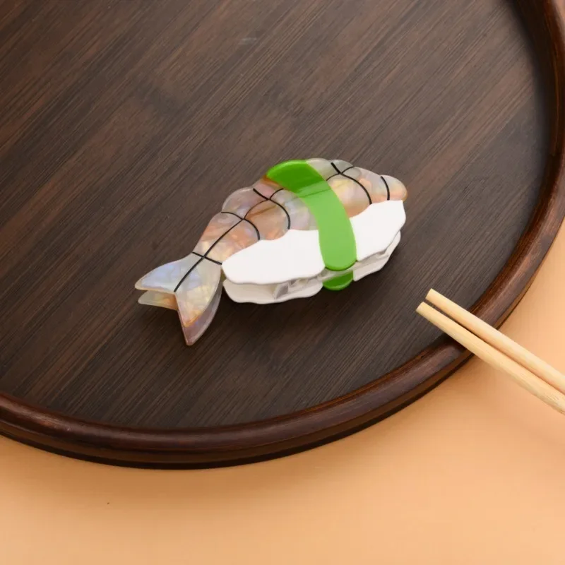 

Creative Shrimp Sushi Hair Claw Eco-Friendly Acetate Claw Clip Cute Food Sushi Crab Hair Clip Hair Accessories for Women