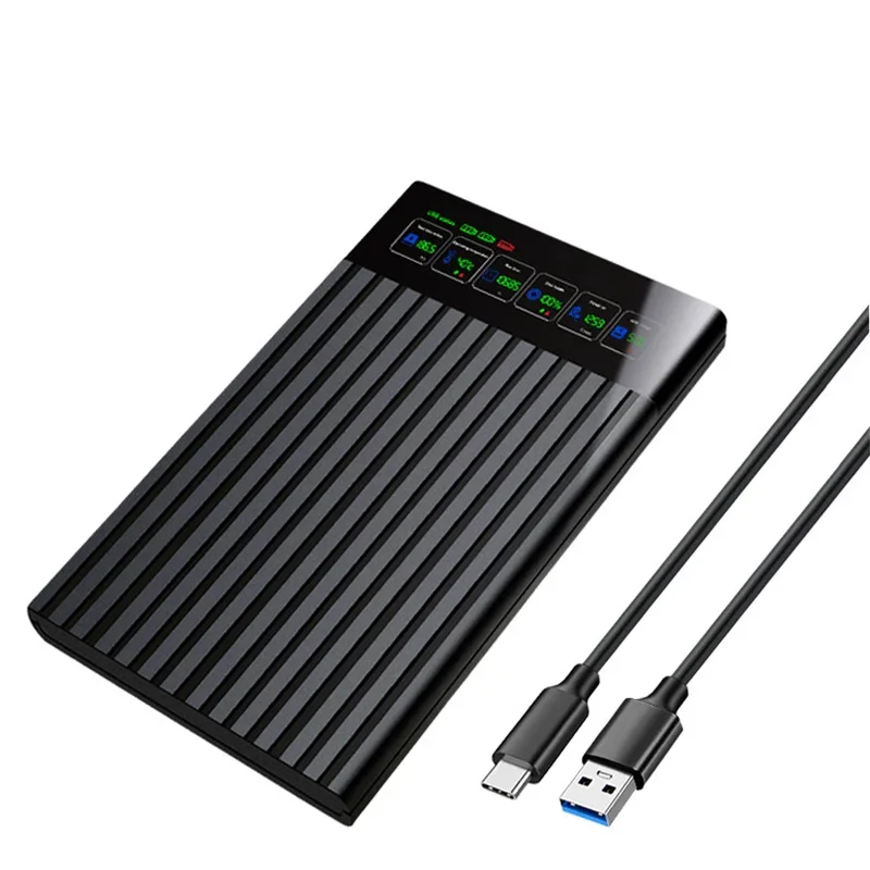 Portable  SATA To Type-C Hard Drive Chassis Intelligent Digital Display Adapter 2.5 Inch 6Gbps External HDD Case for PC Laptop