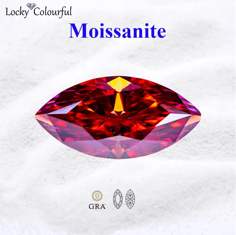 

Moissanite Marquise Shape Watermelon Red Color VVS1 with GRA Certificate Beads for DIY Charms Jewelry Making Necklace Materials