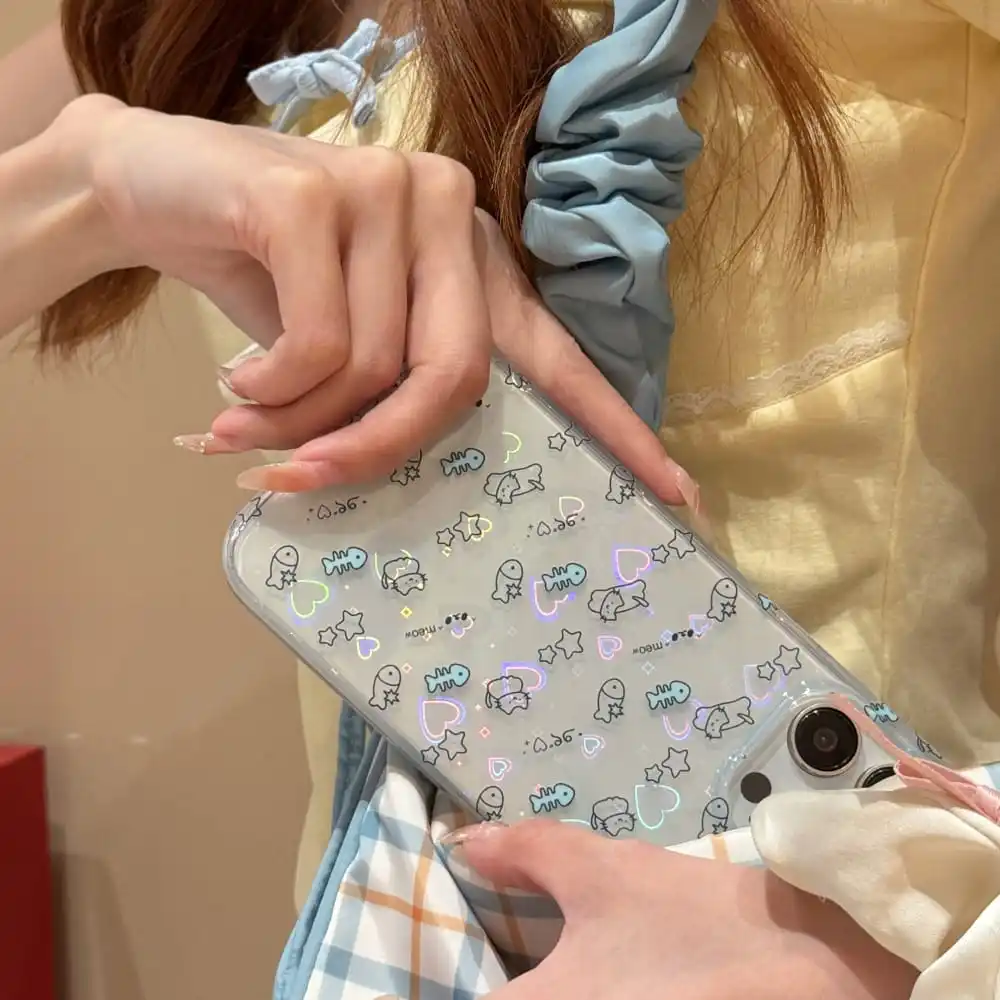 Bonita funda de teléfono con dibujos animados para Iphone, carcasa protectora transparente anticaída para Iphone 12, 13, 14, 15 Pro Max, gran oferta