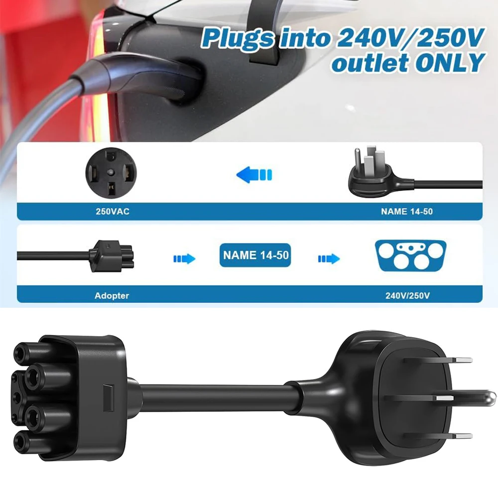NEMA 14‑50 Adapter for Tesla Model 3 Y X S Cybertruck Connects To A 32 Amp 250V for Tesla Gen 2 Mobile Portable Charger