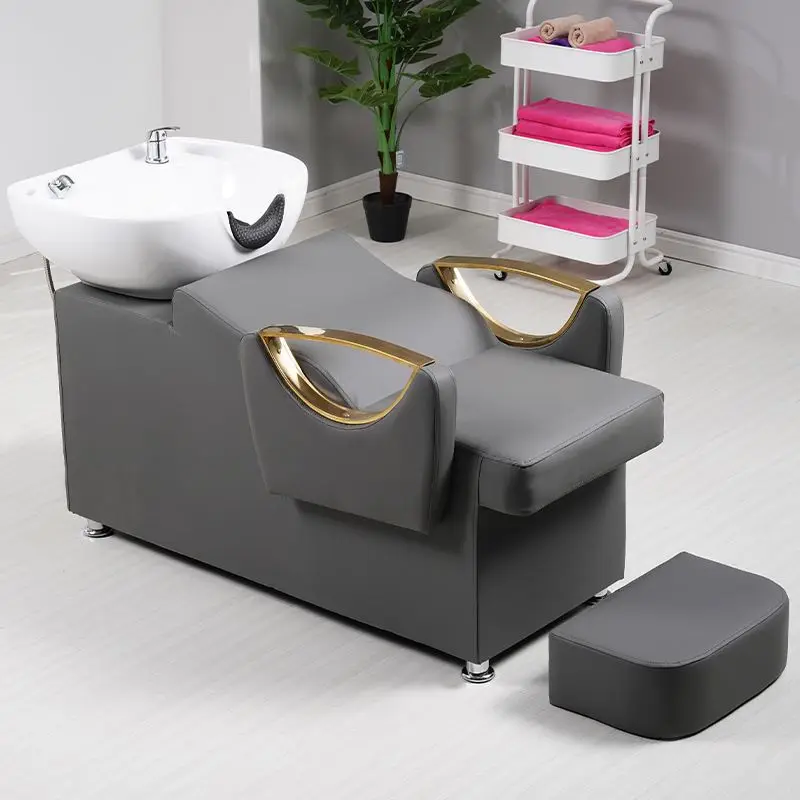 

Modern Design Simple Hair Salon Recliner with Waterproof PU Leather Shampoo Bed Factory Wholesale for Hair Treatments