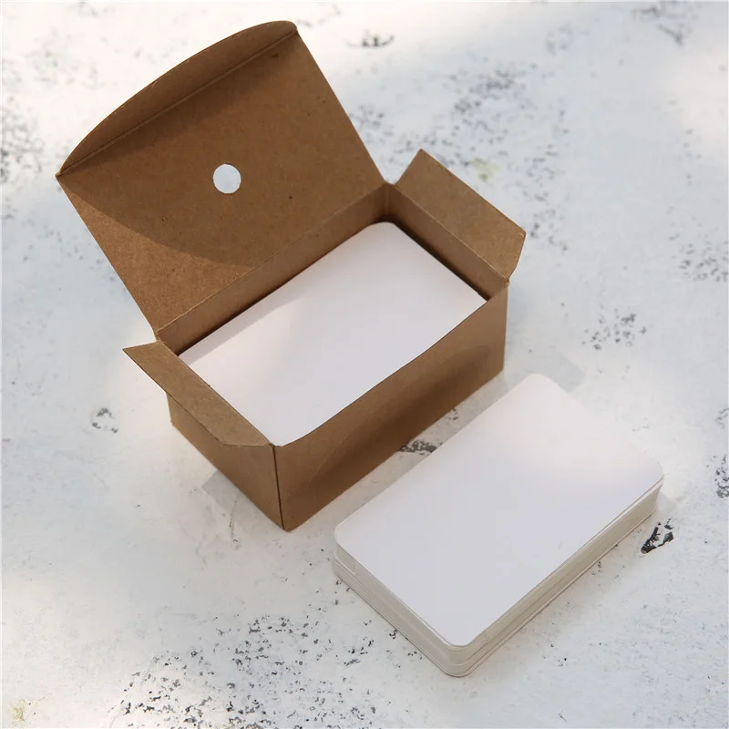 100pcs/box Kraft Paper Card Color Blank Business Card Message Thank You Card Writing Card Label Bookmark Learning Card