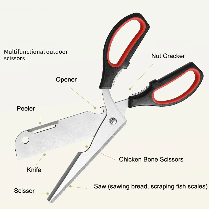 Dobeli Edelstahl abnehmbare Haushalts küche große Schere leistungs starke Outdoor-Camping Slicer Grills ch neider Grill Multi tools – Detail 4