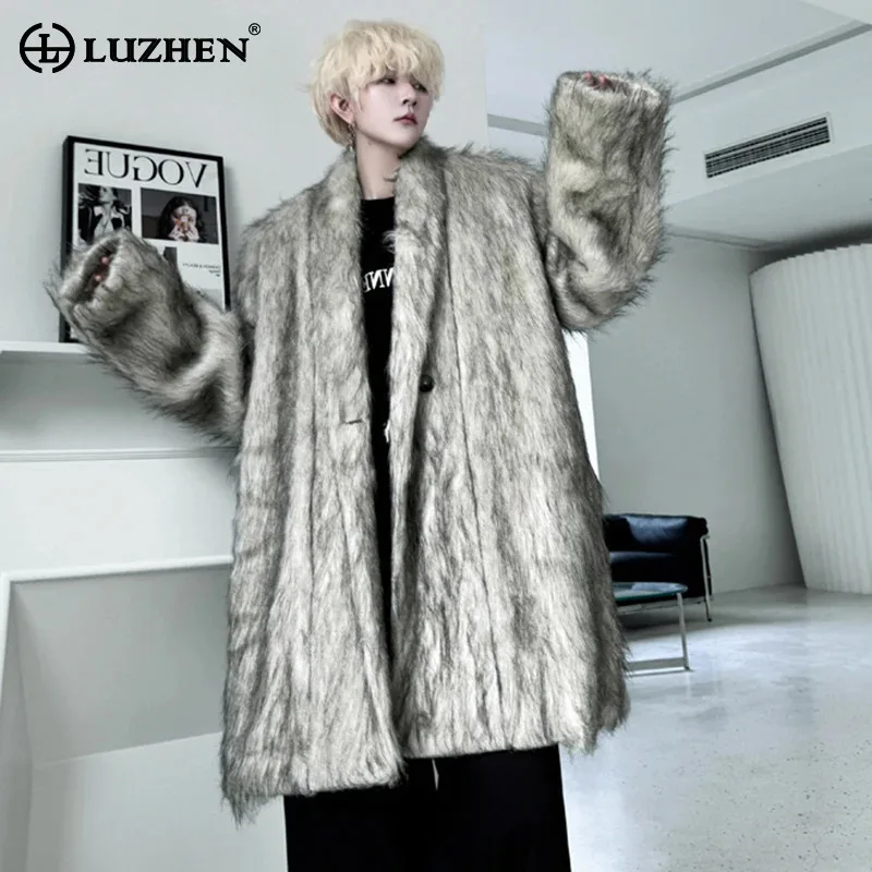 

LUZHEN Winter Warm Imitation Fur Coat Thick Elegant High-end Casual Niche Design Winter Outerwear 2024 Men Handsome Tops JY4672