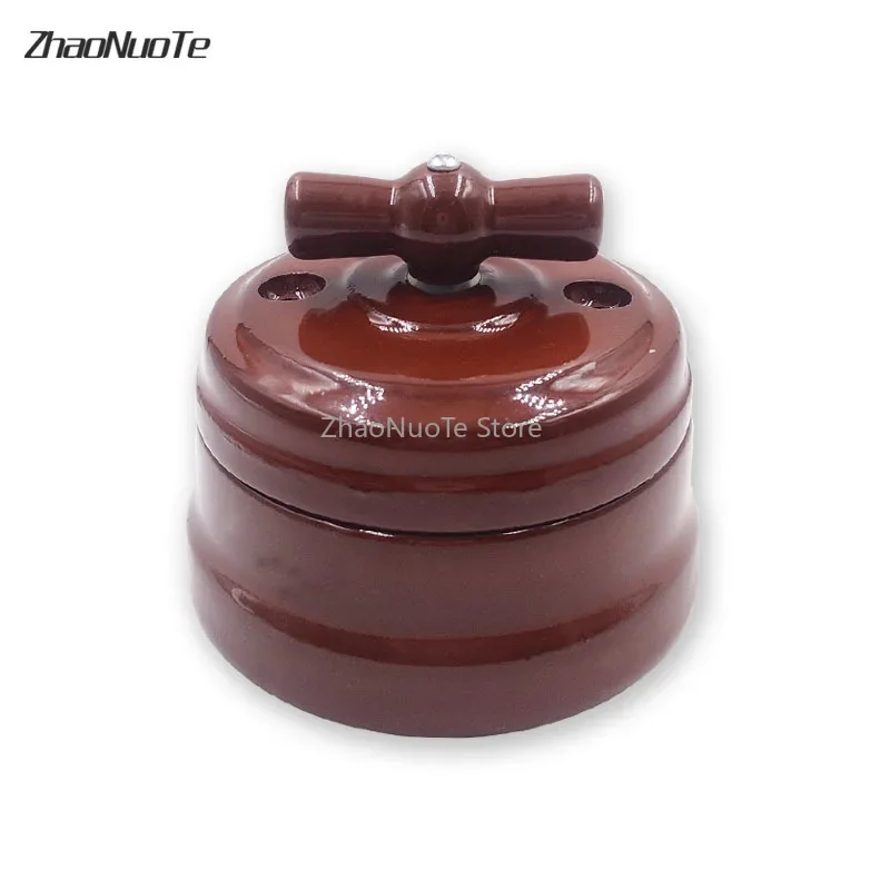 High Quality European Retro Ceramic Rotary Switch Wall Lamp Knob Switch 10A 110-220V