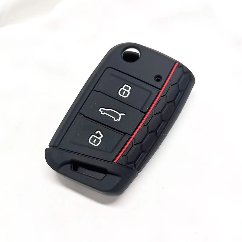 3 Button Flip Key Silicone Cover Fit for VW GOLF 7 MK7 SKODA SEAT 2014 2015 2016 FOB HULL OCTAVIA COMBI LEON IBIZA CUPTRA Case