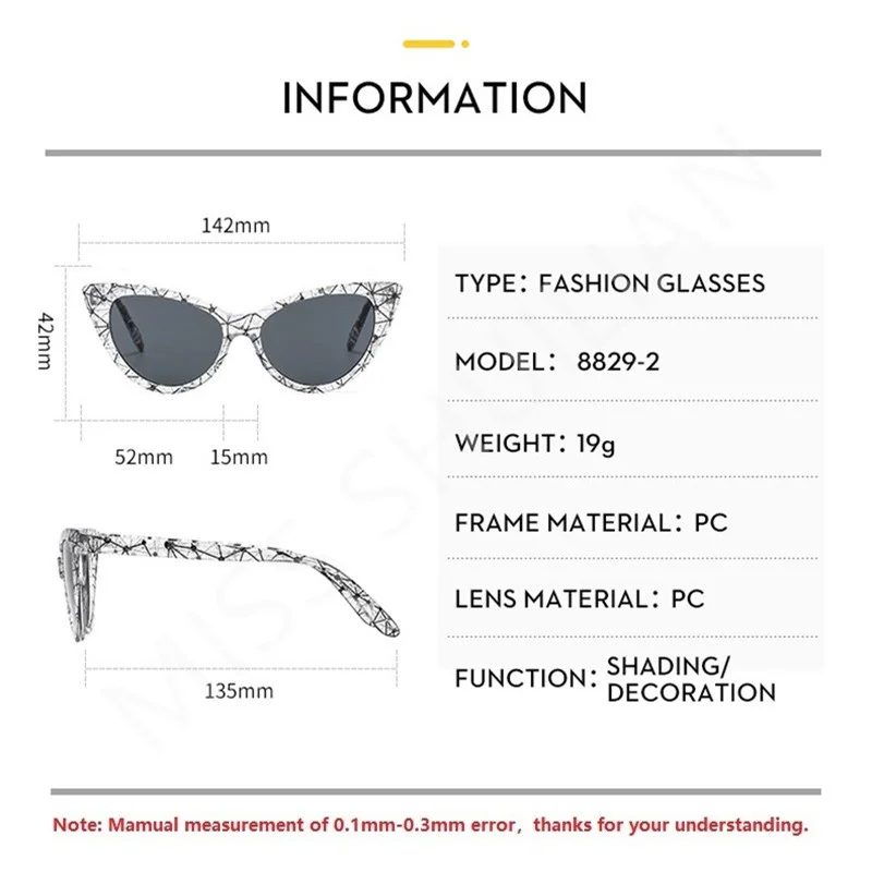 2024 New Triangle Cat Eyes Personalized Pattern Sunglasses for Women Men Trendy Female Geometric Stripe Fashion Eyewear Glasses