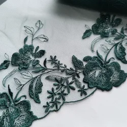 1meter Green Flower Mesh Embroidery Lace Trim For Skirt Hem Clothes Sewing Material DIY Apparel Dress Fabrics