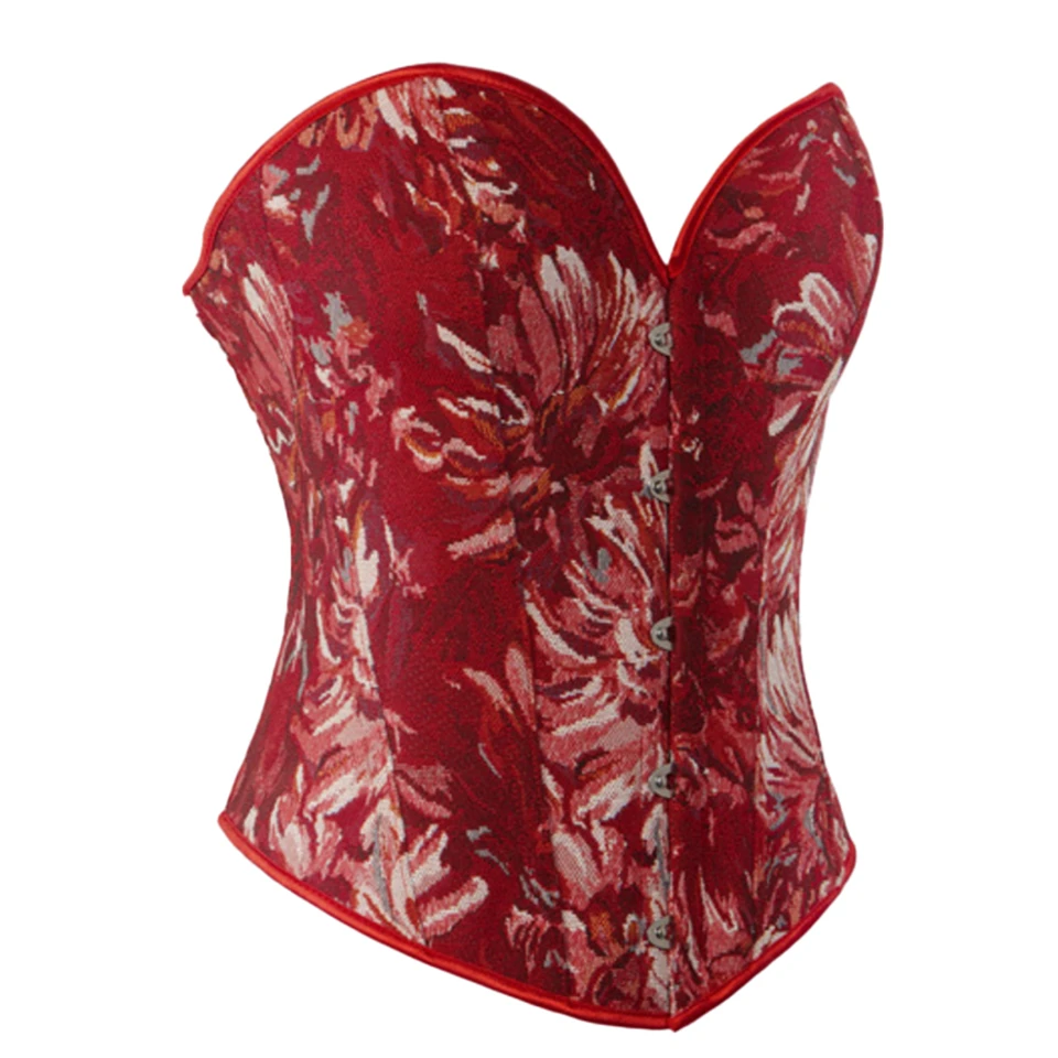 Becirzet Vintage Korsett Taillenformer Shapewear Mehrfarbige Blumen Bustier Top Schnürung Schlankmachende Damenbekleidung – Detail 37