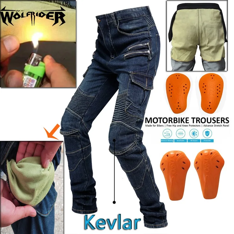 Motorcycle riding jeans Pants spring,autumn Men Moto Protection Racing Sports Aramid Pants Motocross Protective WF-07