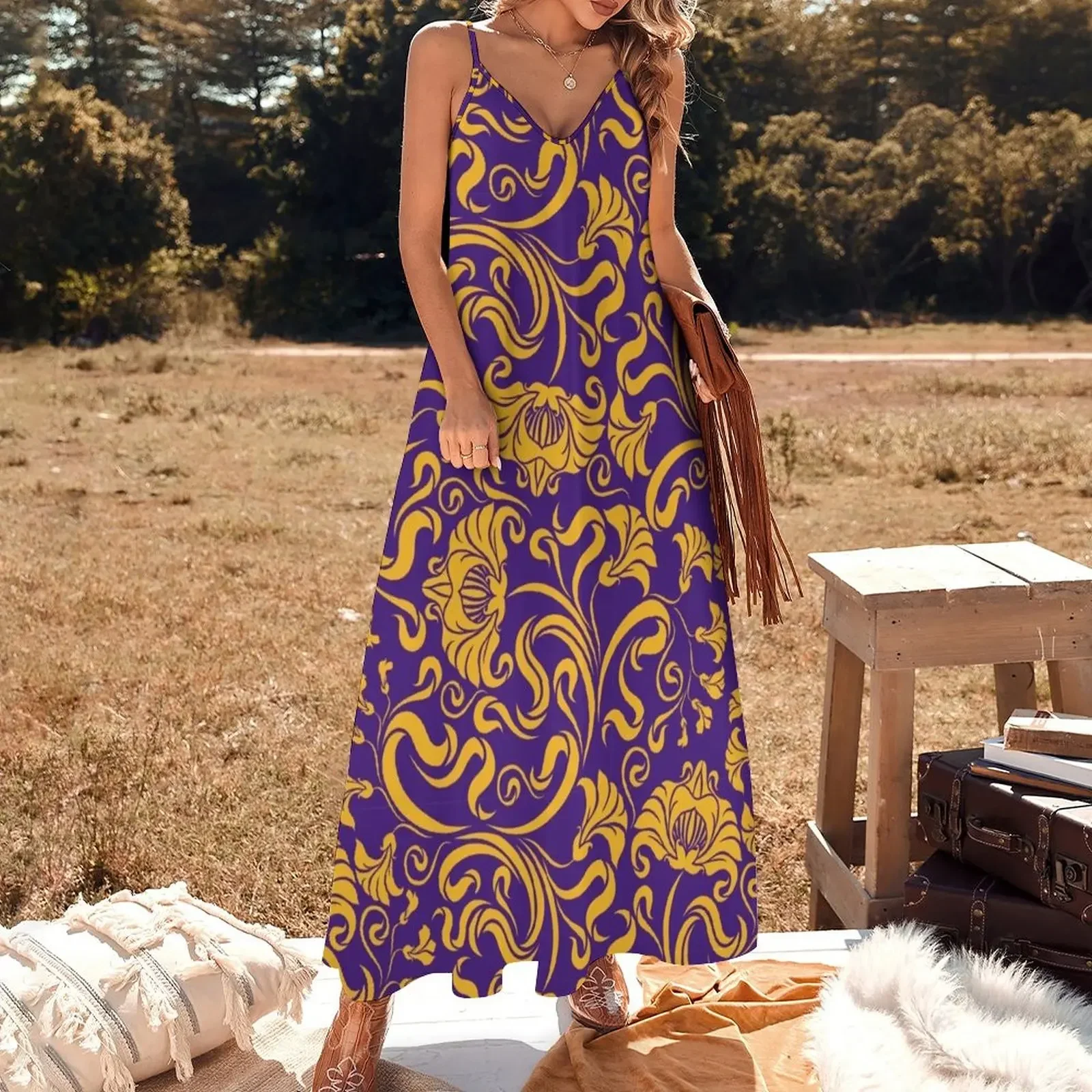 Baton Rouge - Floral Reversed Sleeveless Dress Elegant gown women's evening dresses 2024 Long dress woman Dress