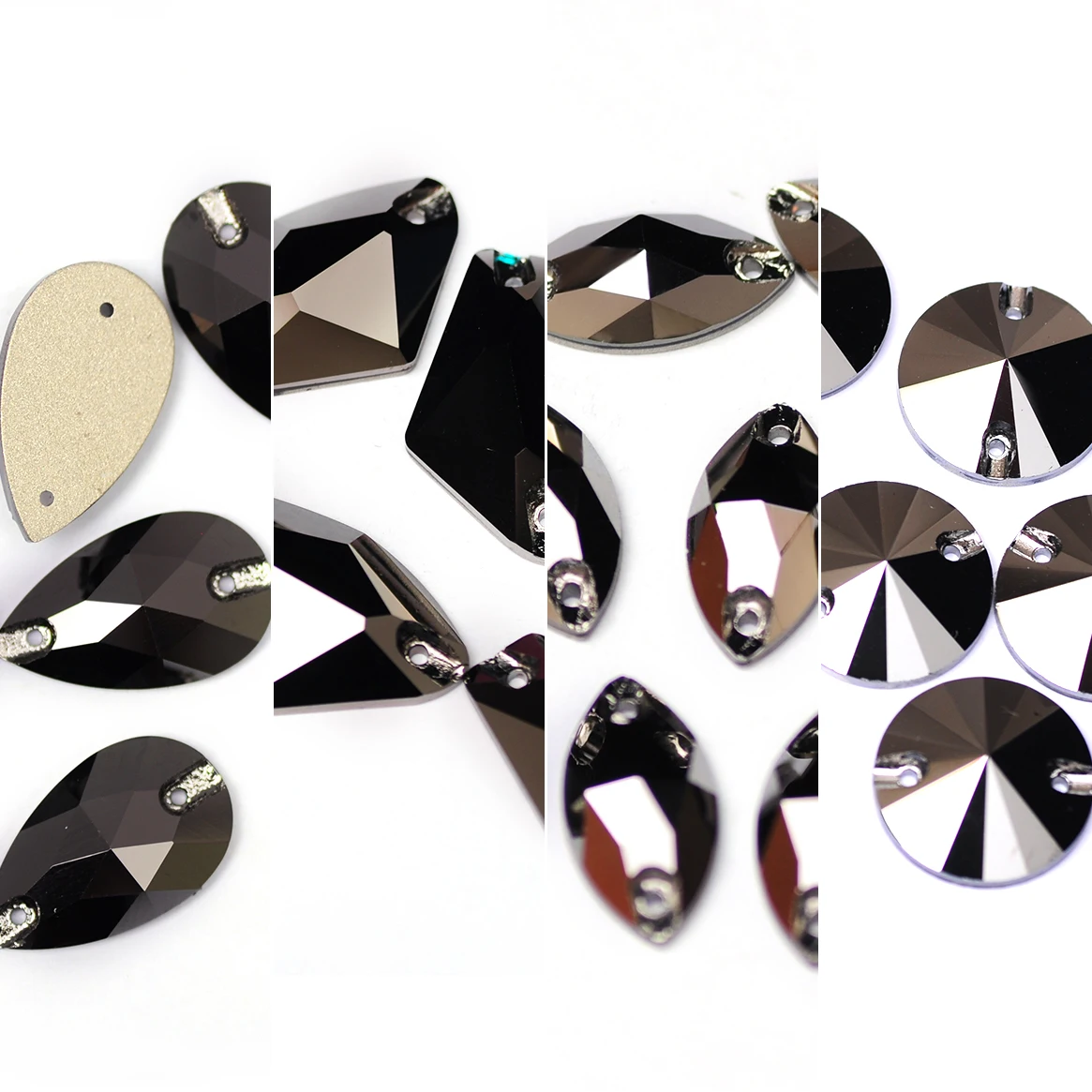 

PUBRILEX гематит, блестящие пришивные кристаллы, разнообразные хрустальные камни с плоской задней частью и отверстиями для одежды, аксессуары для рукоделия «сделай сам»